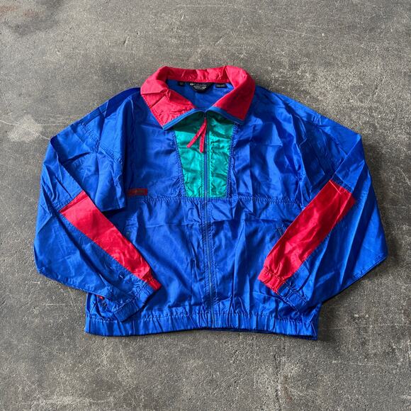 Vintage 90s Columbia Windbreaker Jacket Size XL Blue Full Zip Lightweight Hiking